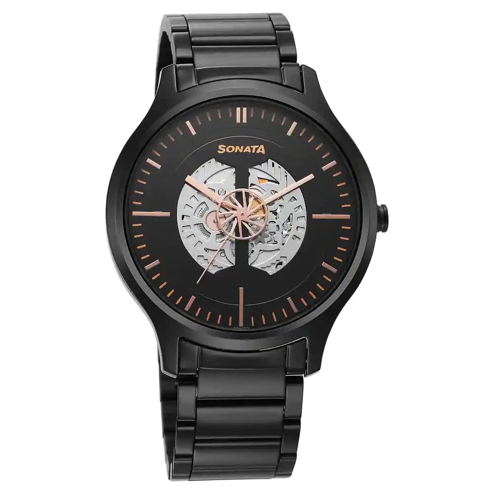 Sonata Unveil Quartz Multifunction Black Dial Stainless Steel Strap Watch for Men-7140NM03 (B0BZPTR4QD) Amazon Price History, Amazon Price Tracker
