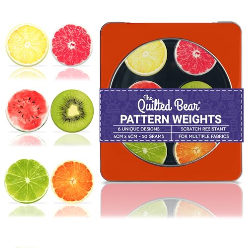 The Quilted Bear Pattern Weight Set Scratch-Resistant Fabric Weights for Secure Pattern Cutting Sewing Supplies & Quilting Supplies (TQB - Funky Fruit)