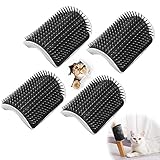 LJCC 4 Stück Massage Ecke Katze Bürste, Self Groomer, Katzen Bürste Cat Katze, Wand Katzenbürste Ecke, für Langhaar Kurzhaar Schwarz