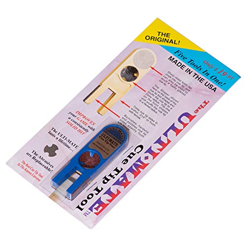 Ulti-Mate Pool Billiard Cue Tip Tool 5 In 1 Trimmer Burnisher Shaper Tapper Conditioner - Blue #TOP2