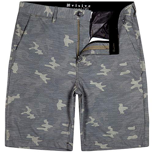 Visive Premium Hybrid Shorts Men Quick Dry Golf Stretch Board Shorts Swim Trunks Summer Big Men Green Camo - 33