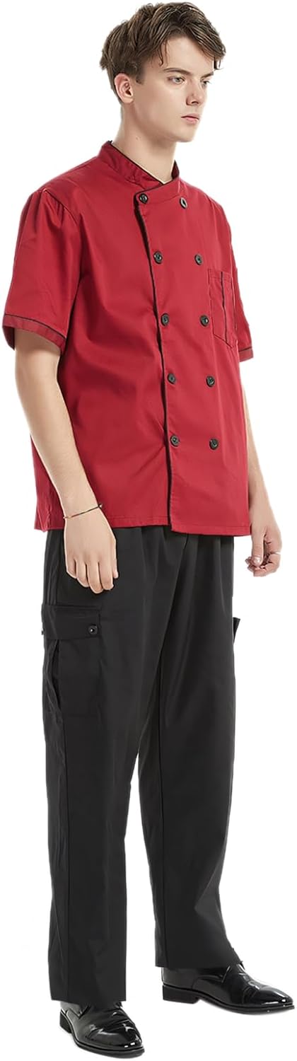 TopTie Men's Black Baggy Chef Pant with Elastic Waist Restaurant Work Pants - Image 3