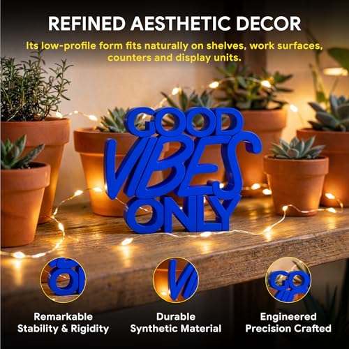 Image of Mad Masters Good Vibes Only Motivational Desk Decor - Aesthetic Table, Shelf & Wall Showpiece for Home Office, Business. Vastu Friendly Gifting, Royal Blue (20.3 x 16.5 x 2.5 cm)