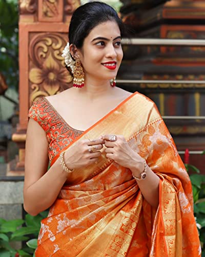 Anjaneya Sarees Kanjivaram Designer Banarasi Silk Saree With Blouse - Image 3