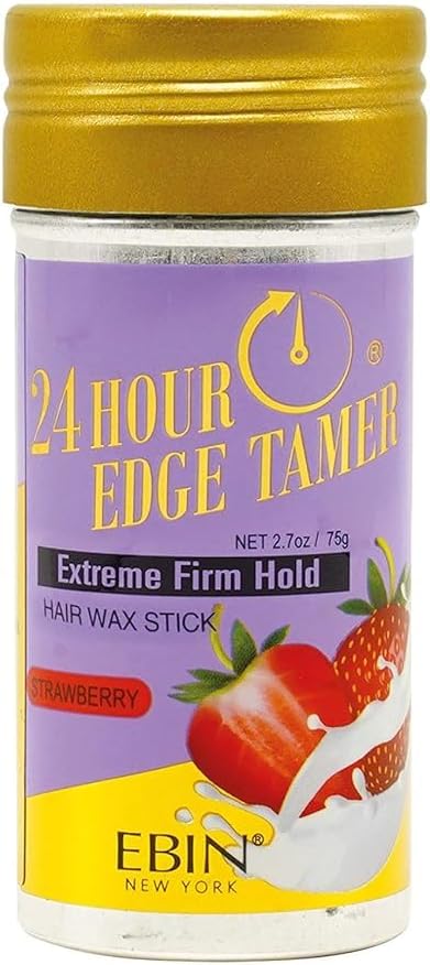 EBIN NEW YORK 24 Hour Edge Tamer Hair Sleek Stick, Extreme Firm Hold, 2.7 oz, Strawberry – Sleek & Go, No Flaking and White Residue