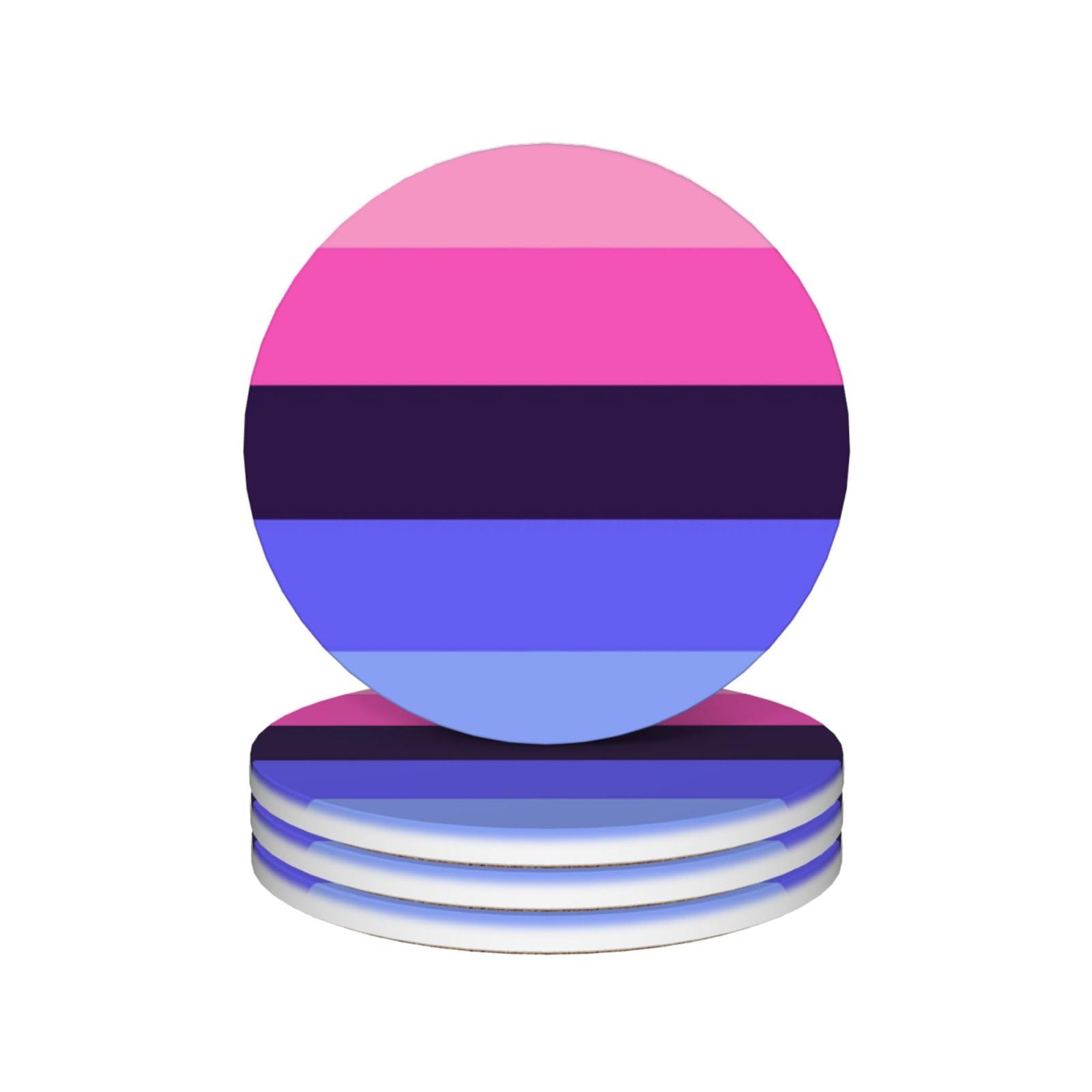 Omni Pride Flag LGBTQ 4in Ceramic Coaster Set Non-Slip Cork Base