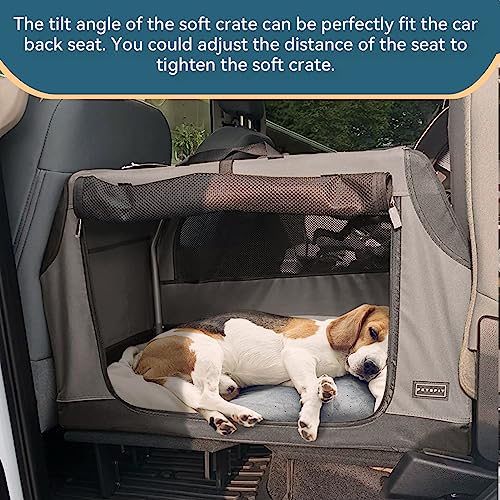 PETSFIT Hundebox Auto, Hundebox faltbar Kofferraum/Rückbank,Verstellbarer Bezug & verstärktes Netz, Hundetransportbox Auto mit Abschließbarer Reißverschluss