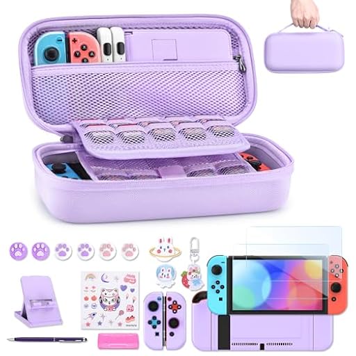 Funda para NS Switch - innoAura Accesorios NS Switch 18 en 1 con Carcasa de Transporte de Switch, Carcasa de Videojuegos de Switch, Protector de Pantalla de Switch, Soporte de Switch(Violet) | Ya disponible en tu tienda friki favorita! En mundofriki.es!