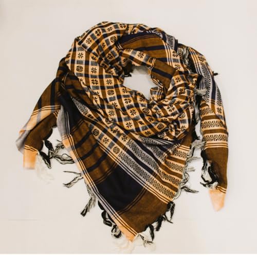 Image of Cotton Shemagh Keffiyeh Scarf - Lightweight Tactical Desert Head Neck Wrap, Sun Protection Outdoor Scarf for Summer Hiking