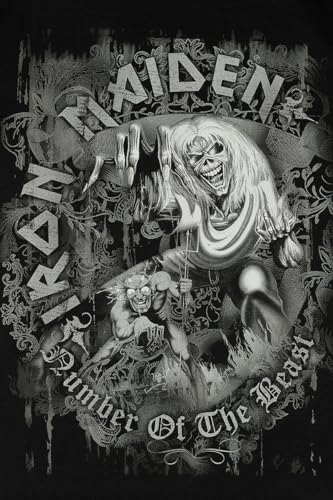 Iron Maiden Number of The Beast Grey Tone Unisex Camiseta Negro XL 100% algodón Vorne Bedruckt Regular