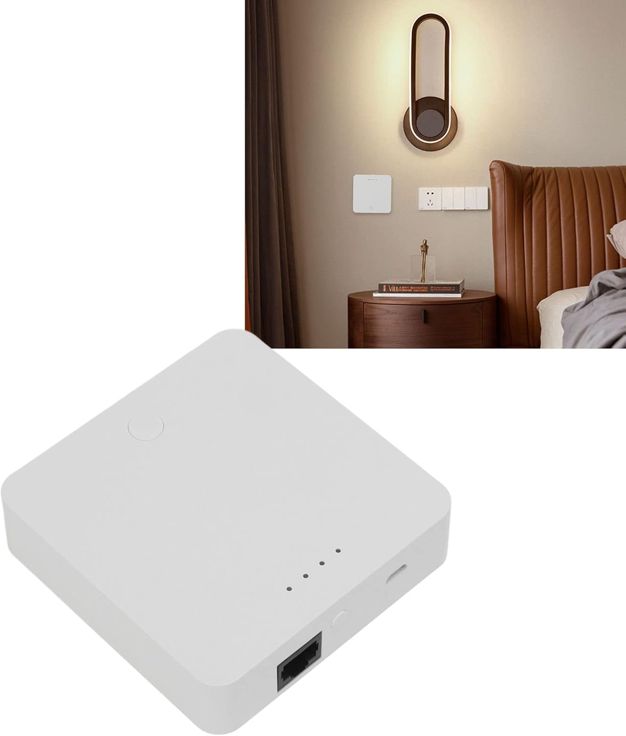 KANASI Zigbee Smart Gateway, compact wired controller with 2 LEDs for home automation and security systems
