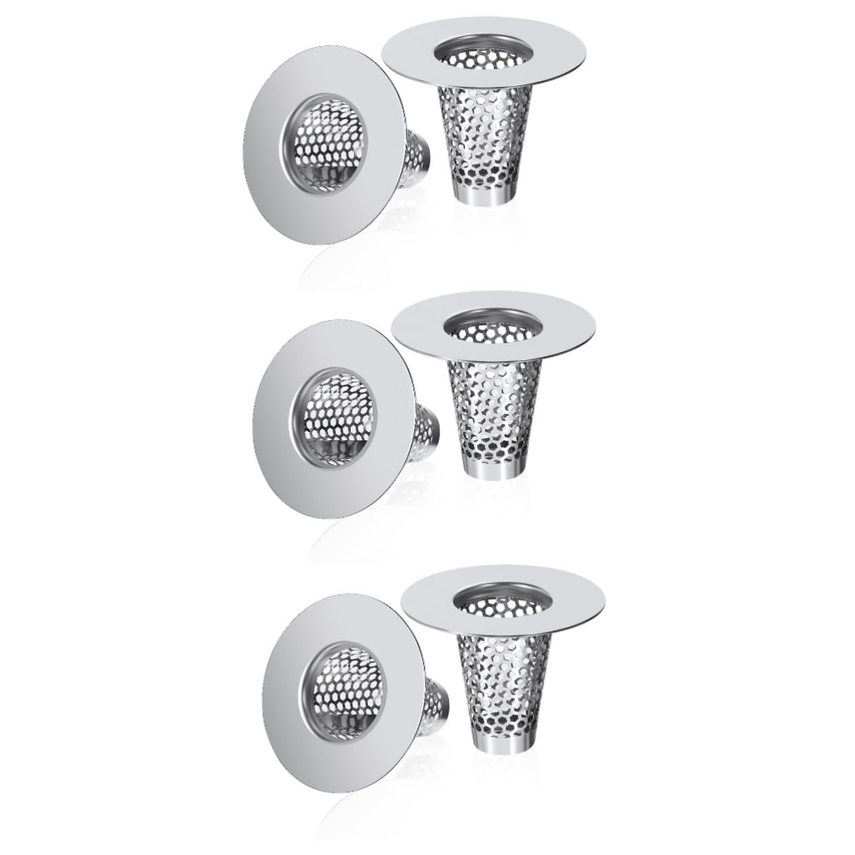 NUOBESTY 3 Series Filtro De Acero Inoxidable para Fregadero De Cocina Desagüe De Bañera Tapón De Repuesto Escurridor De Fregadero De Cocina Colador De Baño 6 Piezas x 3