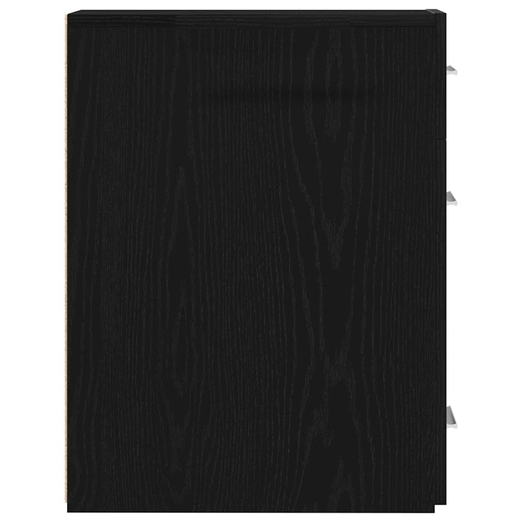 Armadietto da farmacista nero effetto rovere, credenza sottile con 3 cassetti, 20 x 45,5 x 60 cm, cassettiera moderna in legno per soggiorno, sala da pranzo e corridoio