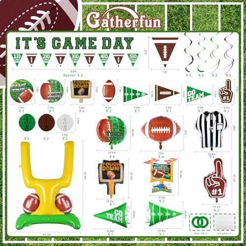 Football Party Decorations Kit: Tailgate & Football Birthday Party Supplies with Banner, Swirl Streamers, Honeycomb Balls & Balloons - Table Centerpiece Set for Football Game Day Party Decorations by Gatherfun - Image 2