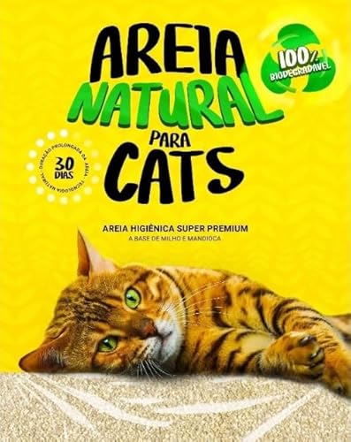 AREIA HIGIÊNICA NATURAL BIODEGRADÁVEL MILHO E MANDIOCA PARA GATOS TIGER CATS 4KG