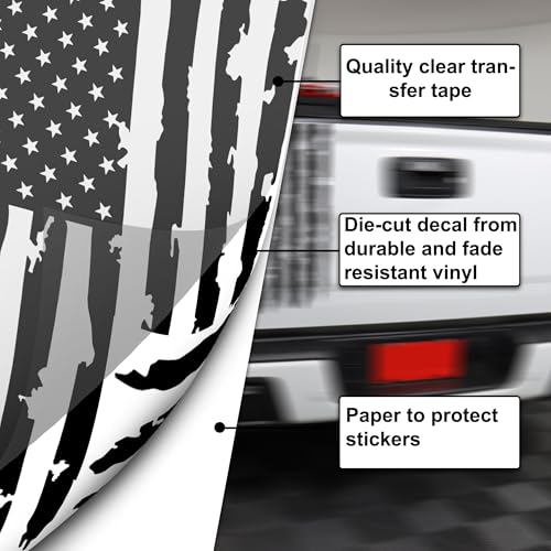 Image of Truck Decals,White American Flag Decal,Creativity American Flag Car Decal,Truck Tailgate Vinyl Decal Compatible with Most Trucks and Car Window,Truck Decals for Men(White Eagle 16x9in)
