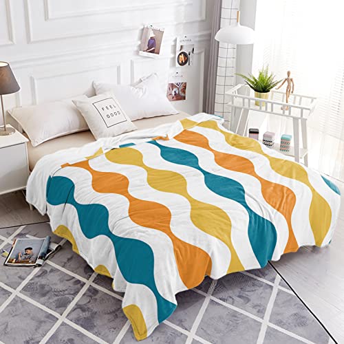 Modern Vintage Geometric Wavy Stripe Throw Blankets for Sofa Couch Bed Decorative Mid Century Boho Colorful Drop Shapes… - Image 4