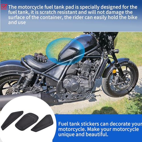 Image of Motorcycle REBEL 1100 CMX 1100 Accessories Side Fuel Gas Tank Cover Anti-slip Protector Stickers Knee Grip Traction Pads fit for Ho&n&da Rebel CMX1100 2021 2022 2023 2024 2025 2026 (Black A)