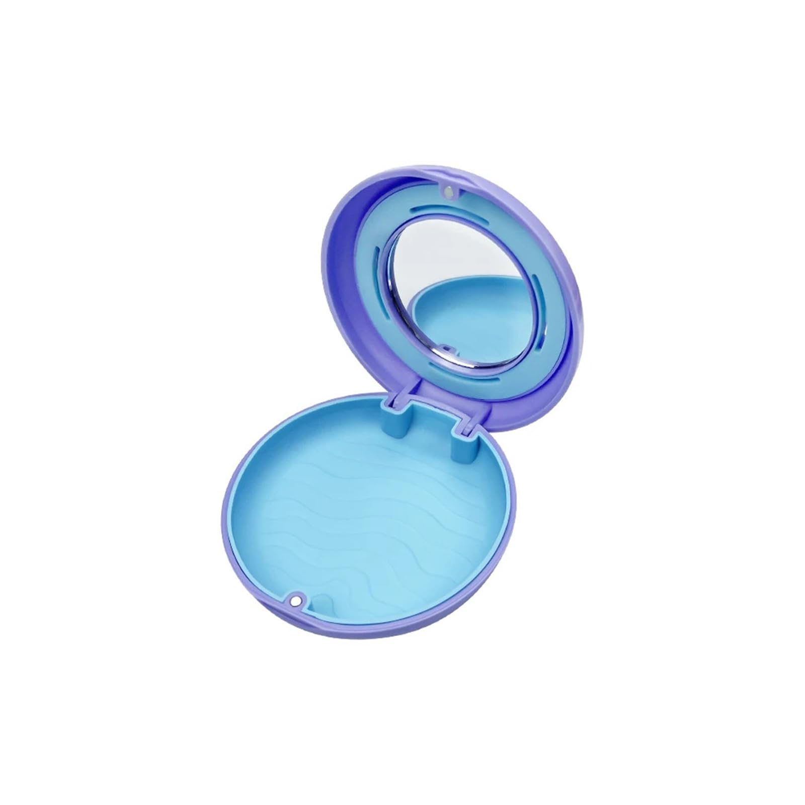 TRRYUIP Retainer Case 1pc Retainer Box With Vent Holes False Teeth Storage Dental Orthodontic Invisible Braces Aligner Case(Purple-blue-mirror)