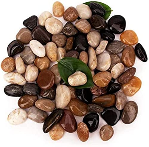 [18 Pounds] Aquarium Gravel River Rock, Natural Polished Decorative Gravel,Garden Outdoor Ornamental River Pebbles Rocks, Polished Gravel, Mixed Color Stones,For Landscaping, Vase Fillers (20) #TOP2