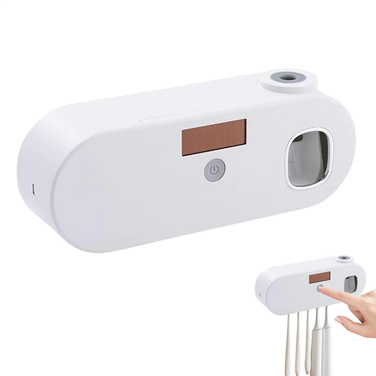 Porta spazzolino da denti a parete, detergente per sterilizzatore per | spazzolino da denti, supporto da bagno senza foratura, detergente intelligente, dispenser automatico di dentifricio