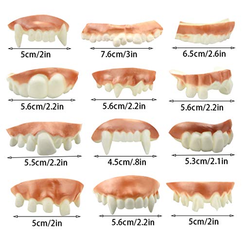 Marrywindix 12 Pieces Gnarly Teeth Gag Teeth Ugly Fake Teeth Vampire Denture Teeth for Halloween Costume Party Favors Photos Props (12 Styles) - Image 3
