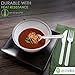 Ecovita 100% Compostable Forks Spoons Knives Cutlery Combo Set - 380 Large Disposable Utensils (7 in.) Eco Friendly Durable and Heat Resistant Alternative to Plastic Silverware with Convenient Tray