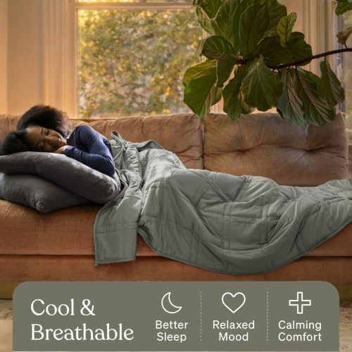 Image of Baloo Weighted Blanket for Adults 20 lb Full /Queen (Moss, 60 inchx80 inch)