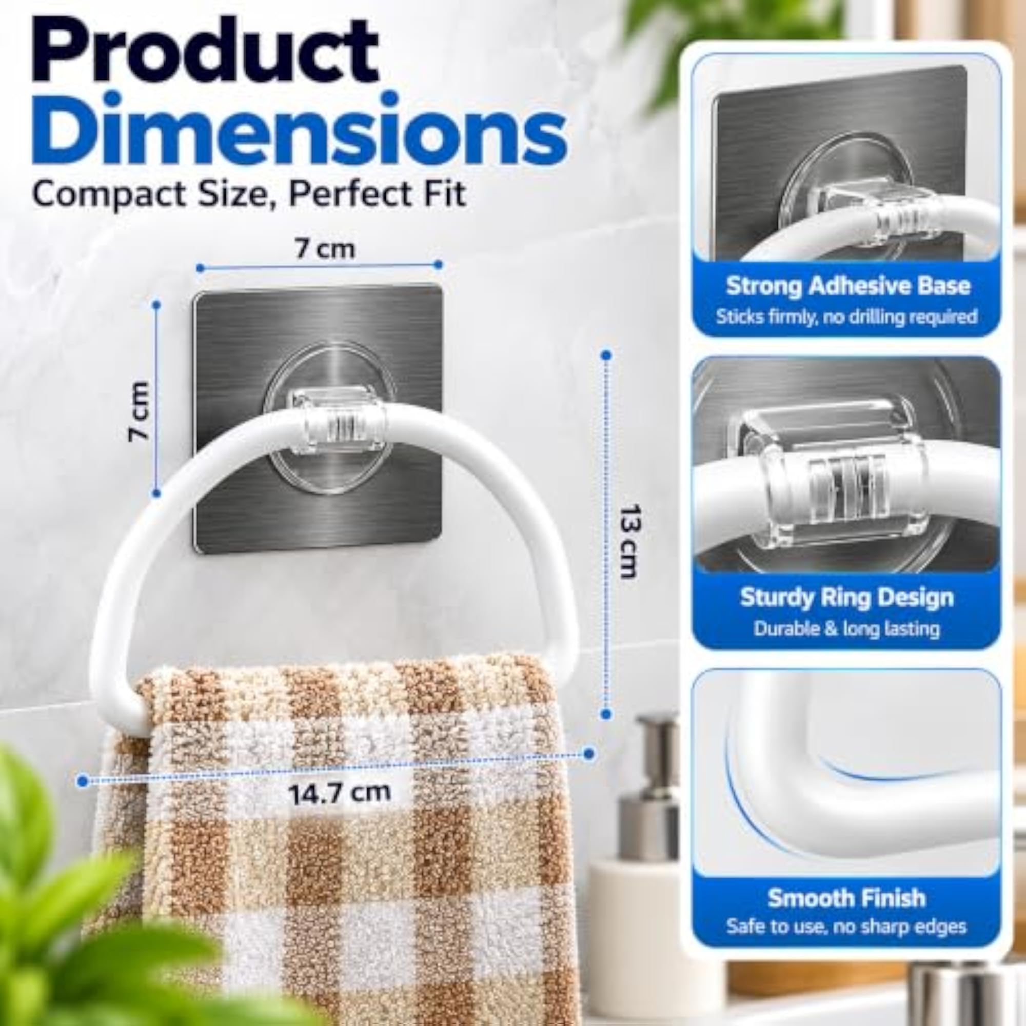 Self Adhesive Towel Ring for Bathroom & Kitchen