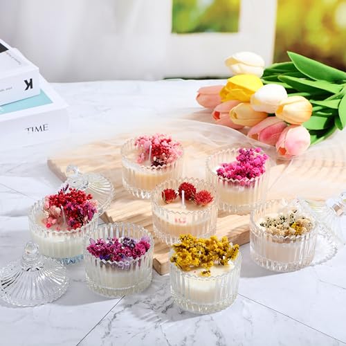 FoldTier 24 Pcs Votive Candle Holders Bulk, Glass Candle Jars with Lids, Tealight Candle Holders for Table Centerpieces,home Decor Wedding Bridal Fall Party Baby Shower Party Favors