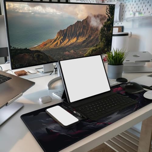 Grand tapis de bureau à bords cousus idéal pour stabiliser clavier et souris