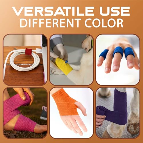 Image of Premium Bulk Self Adhesive Bandage Wrap for First Aid, Athletics, Medical & Animal Wounds - Non-Woven Elastic Cohesive Vet Tape for Wounds, Strains & Sprains - 24 Rolls, 4 Inch by Prairie Horse Supply