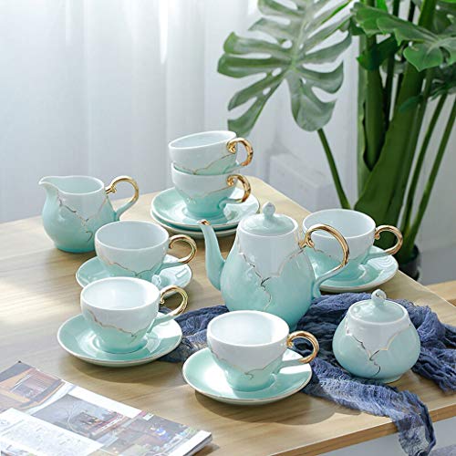 Juego de café Juego de té Juego de café pintada a mano de oro con incrustaciones de jade 6 6 taza de café taza de café…