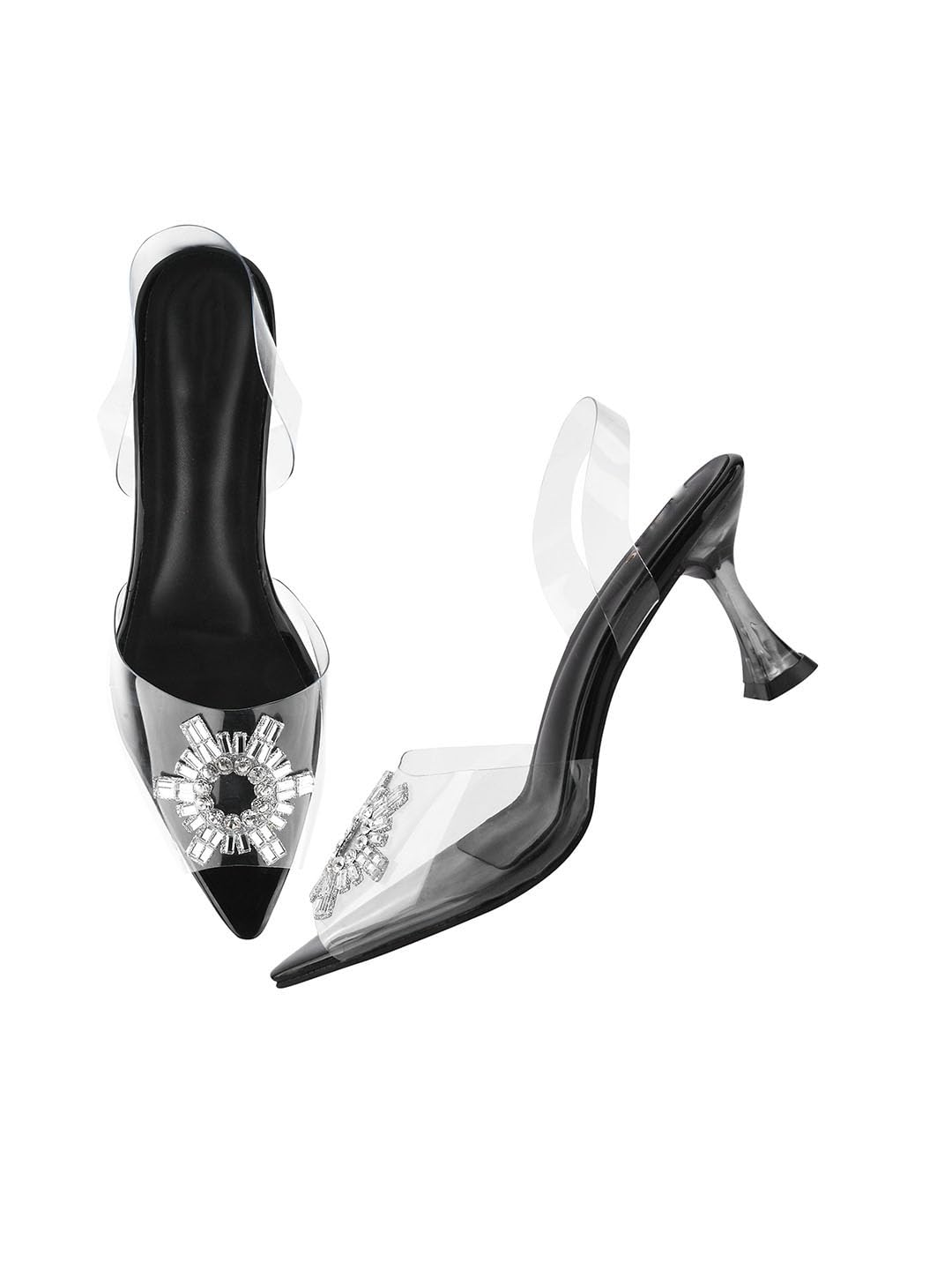 TRYME Transparent Spool Heel Sandal Comfortable Heel Stiletto Heel Pump Shoes for Women & Girls (B0CJJVBBLM) Amazon Price History, Amazon Price Tracker