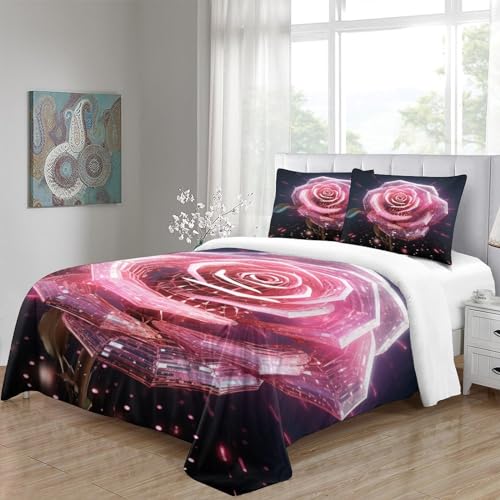 Housses de couettes ensemble de literie microfibre double IOFEER fleur 200x200cm - 5