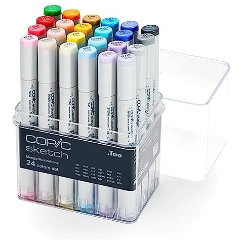 Copic Sketch, alcohol markers, 24pcs, Manga Illustration Set Cover