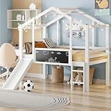 Kebnor Lettino per bambini, 90 x 200 cm, design sottotetto con scala di sicurezza e scivol...