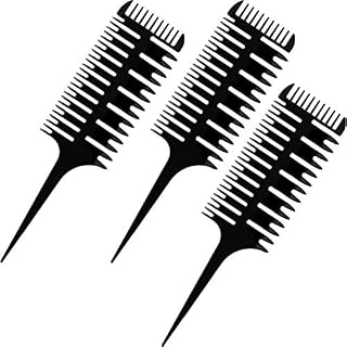 3 Pieces 3-Way Hair Sectioning Comb Weaving Sectioning Foiling Comb Styling Hair Dyeing Combs for Hair Coloring, Microbraiding