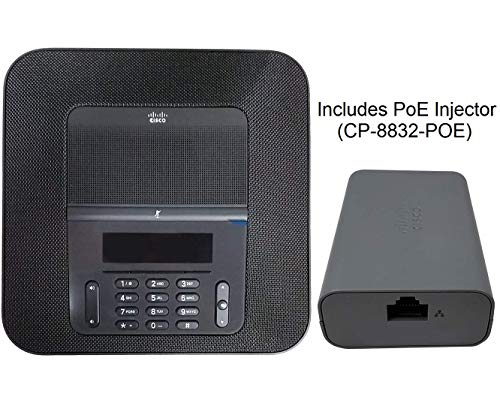 Cisco CP-8832-K9 IP Conference Phone Bundle - Includes PoE Ethernet Injector (CP-8832-POE=) - Black
