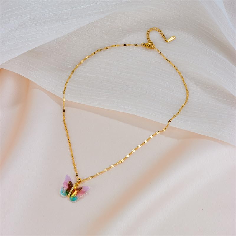 MEENAZ Butterfly Pendant Necklace Gold - Image 7