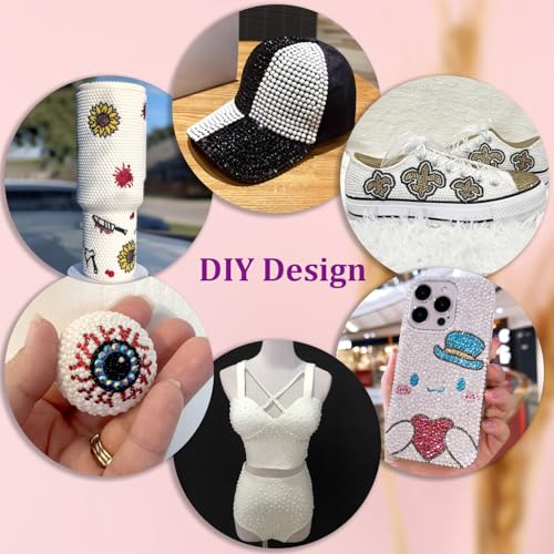 Image of 25000Pcs Resin Rhinestones for Crafting, White 2-6mm Mixed Sizes Non Hotfix Flatback Gems with 1Pcs Glue, Bedazzling Crystal for DIY Craft Clothing Mugs Tumblers Shoes Fabric Decor Nail Art