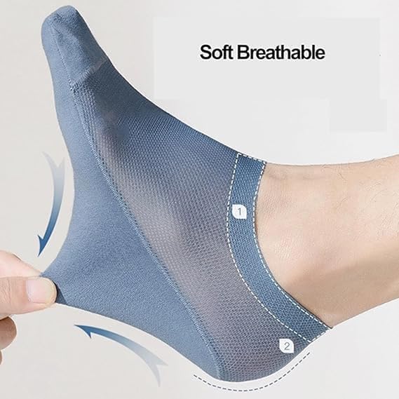 6Pairs Ultra Thin Liner Socks Non Slip Combed Cotton No Show Socks, Ice Silk Breathable Ultra Thin Sock Women Men4