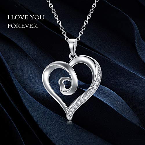 Natural Diamond Heart Pendant Necklaces For Women Sterling Silver, Fine Jewelry For Wife Girlfriend, Love Gifts For Her (0.15Ct) 16"-18" #TOP5