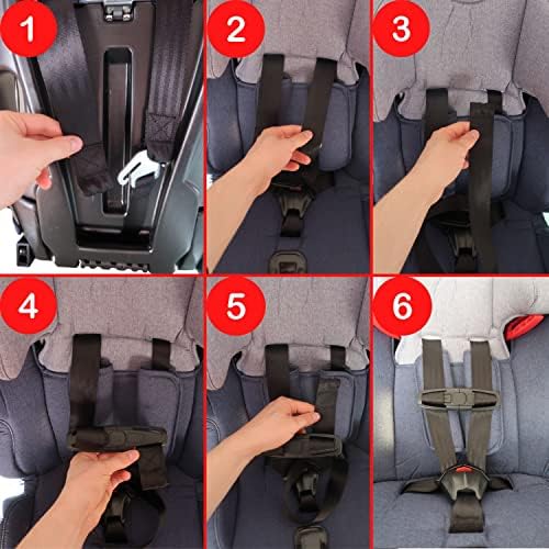 Child Seat Head Holder, Blue Design, 2+2 Pack, with Buckle Protection Clip, Sleep Position Controller for Child Seat, Pram, Head Holder Car Drive, Car Seat Attachment Sleep, Headband Strap Protection