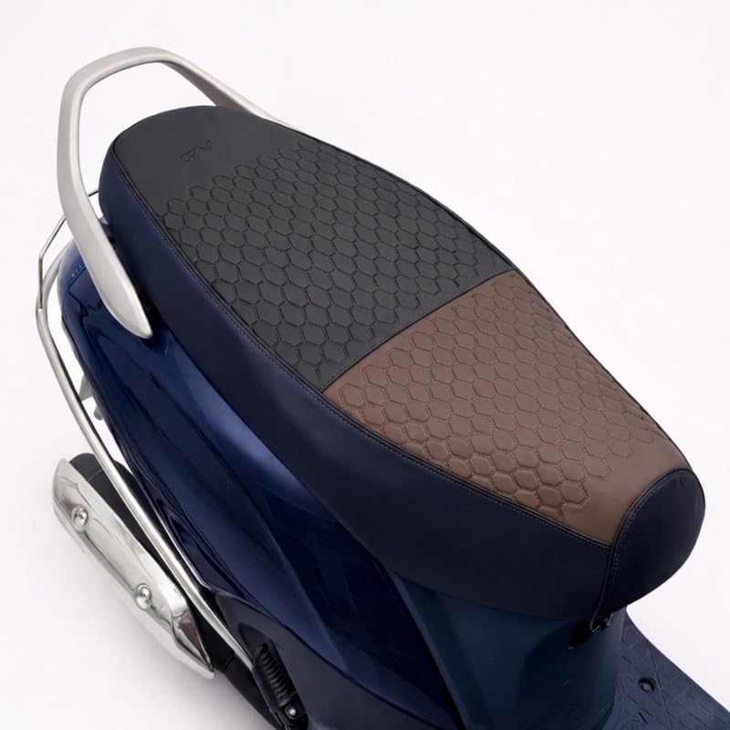 Image of Neodrift Premium Scooty Seat Cover - Suzuki Access 125 | Coffee+Black | Anti-Slip & Shock-Absorbing Design | Water-Resistant Fit | Strip Cushioning | Professional Fit | Nappa Art Leather