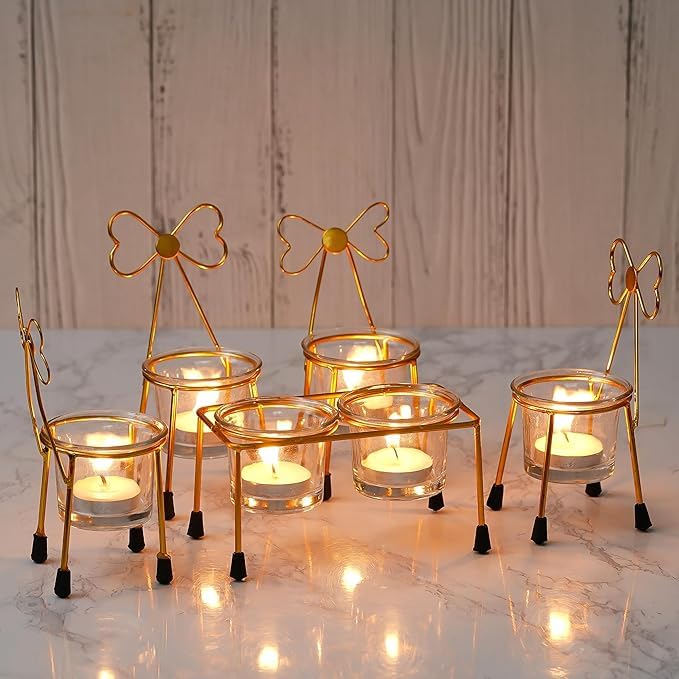 Photophores en verre décoration de table et chaise dîner Diwali