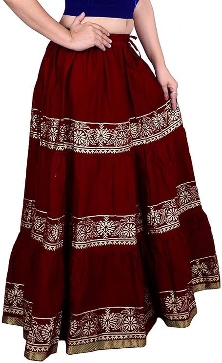 Image of Kurti Skirts Woman /Girl Traditional Ethnic Embroidery Floor Length Rayon Long Skirt for Causal