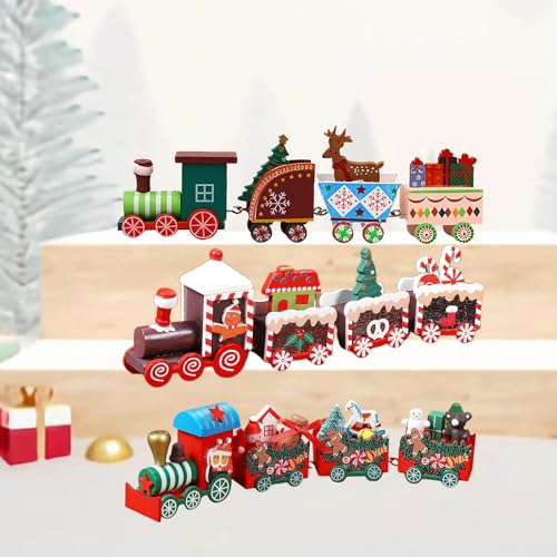 Berelin 3 Stücke Weihnachtszug Dekoration Holz Mini Weihnachten Zug...