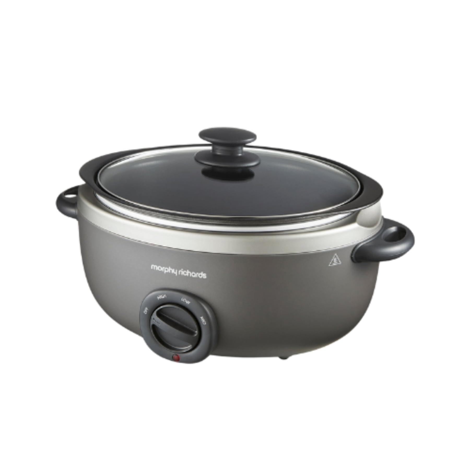 Morphy Richards 6.5L Sear and Stew Oval Slow Cooker, Dishwasher Proof Non Stick Aluminum Pot, Cool Touch Handles, Glass Lid, Matte Finish, 163W, Titanium, 461022