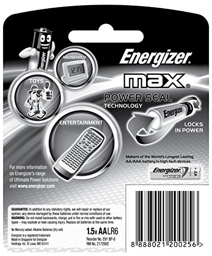 Image of Energizer MAX Alkaline Battery E91BP8 AA Value Pack - Total 8 AA Batteries